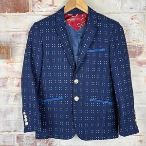 Elie Balleh Milano Blue Cropped Blazer‎ XS Euro Prep Academia Statement Jacket